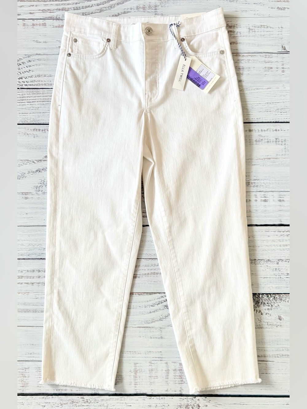 NWT Tommy Bahama Ella Twill High Rise Straight Crop Jeans White Size 6 - Picture 2 of 16